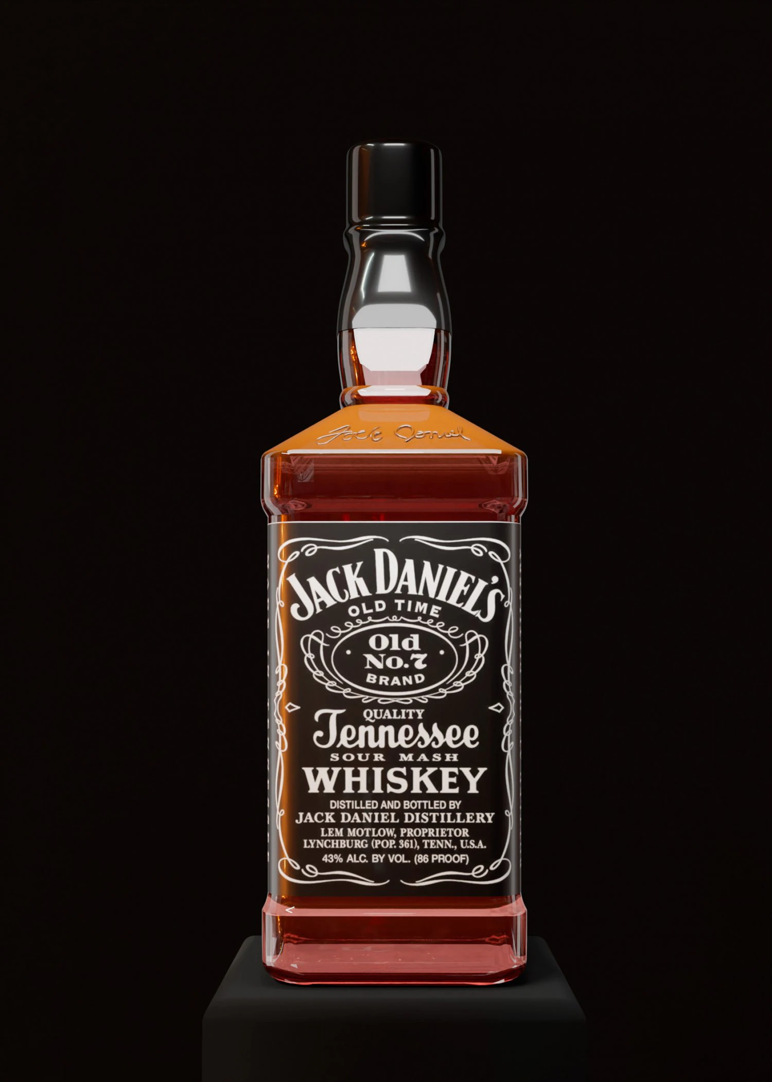 Bottle Jack Daniels 3D Model .c4d .max .obj .3ds .fbx .stl .blend 