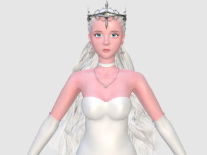 Elegant Woman in white dress v78970 3D Model