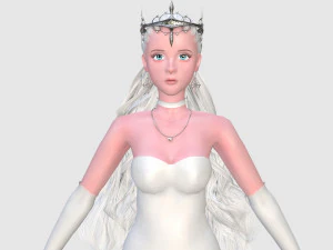 Elegant Woman in white dress v78970 3D Model