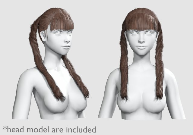Bangs Braids Hairstyle V14579 3D 모델 .c4d .max .obj .3ds .fbx .stl .blend 
