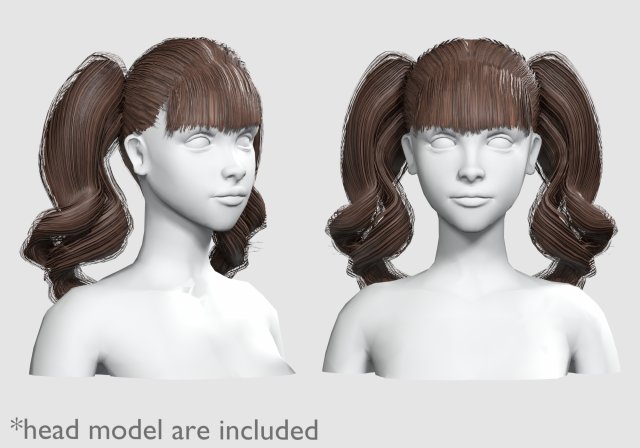 Bangs Cute Hairstyle V10827 Modèle 3D .c4d .max .obj .3ds .fbx .stl .blend 