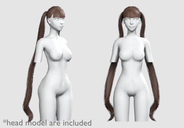 Bangs Ponytails Hairstyle V8629 3D Model .c4d .max .obj .3ds .fbx .stl .blend
