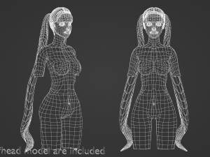 Bangs Ponytails Hairstyle V8629 3D Model