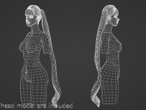 Bangs Ponytails Hairstyle V8629 3D Model