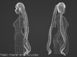 Bangs Ponytails Hairstyle V8629 3D Model