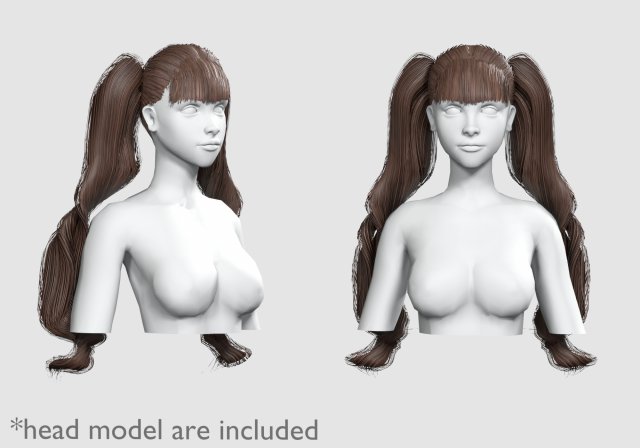 Bangs Wavy Hairstyle V17102 3D Model .c4d .max .obj .3ds .fbx .stl .blend 
