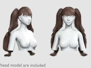 Acconciatura ondulata con frangia V17102 Modello 3D