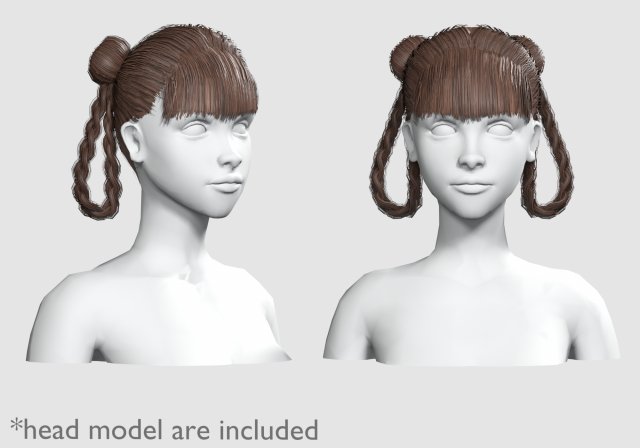 Braids Bun Hairstyle V10305 Modelo 3D .c4d .max .obj .3ds .fbx .stl .blend 