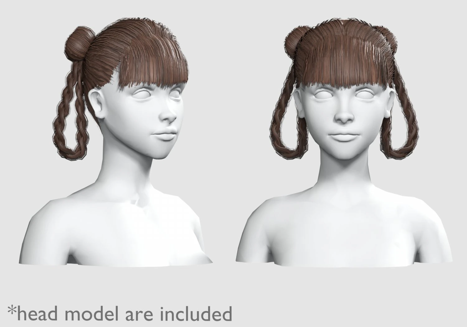 Braids Bun Hairstyle V10305 3D Model .c4d .max .obj .3ds .fbx .stl .blend 