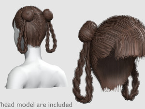 Braids Bun Hairstyle V10305 Modelo 3D