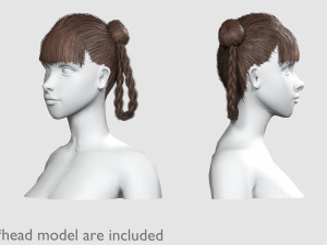 Braids Bun Hairstyle V10305 Modelo 3D