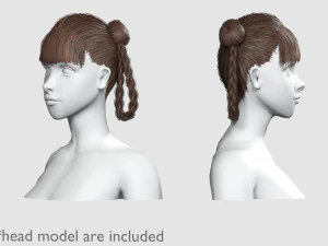 Braids Bun Hairstyle V10305 3D Model