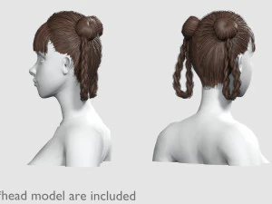 Braids Bun Hairstyle V10305 3D Model