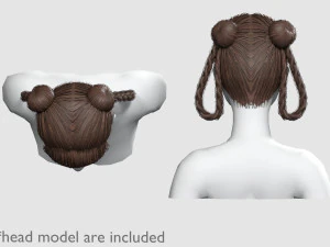 Braids Bun Hairstyle V10305 3D Model