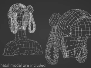 Braids Bun Hairstyle V10305 3D Model