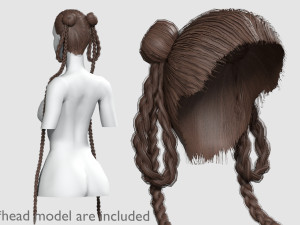 Braids Long Hairstyle V30819 Modello 3D