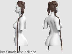 Braids Long Hairstyle V30819 Modello 3D