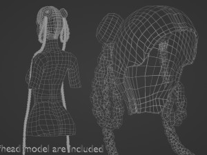 Braids Long Hairstyle V30819 Modello 3D