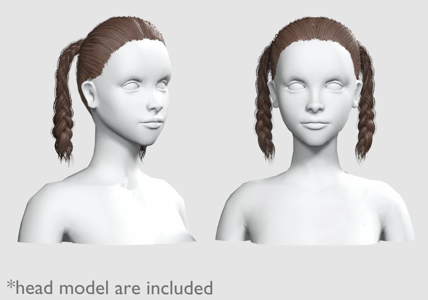 Braids Pigtails Hairstyle V8748 3D Model .c4d .max .obj .3ds .fbx .stl .blend 