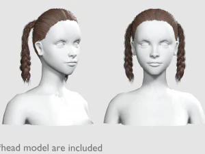 Vlechten Staartjes Kapsel V8748 3D Model