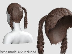 Braids Pigtails Hairstyle V8748 3D Model