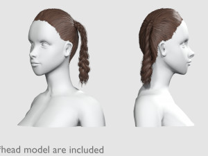 Braids Pigtails Hairstyle V8748 3D Model