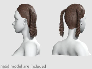 Braids Pigtails Hairstyle V8748 3D Model