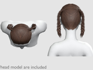 Braids Pigtails Hairstyle V8748 3D Model