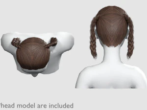 Braids Pigtails Hairstyle V8748 3D Model