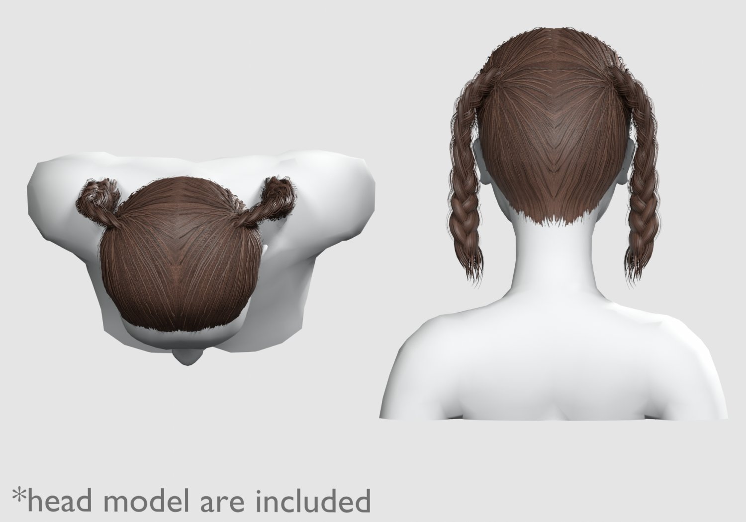 Pigtail Bun Hairstyle - 3D Model by nickianimations