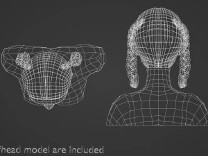 Braids Pigtails Hairstyle V8748 3D Model