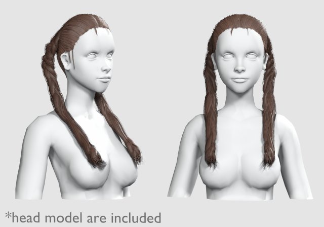 Braids Ponytails Hairstyle V9353 3D Model .c4d .max .obj .3ds .fbx .stl .blend 