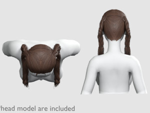 Braids Ponytails Hairstyle V9353 3D Model