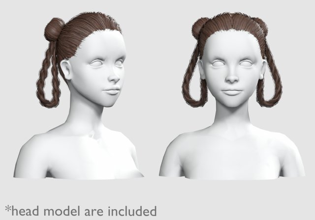Bun Braids Hairstyle V10015 3D Model .c4d .max .obj .3ds .fbx .stl .blend