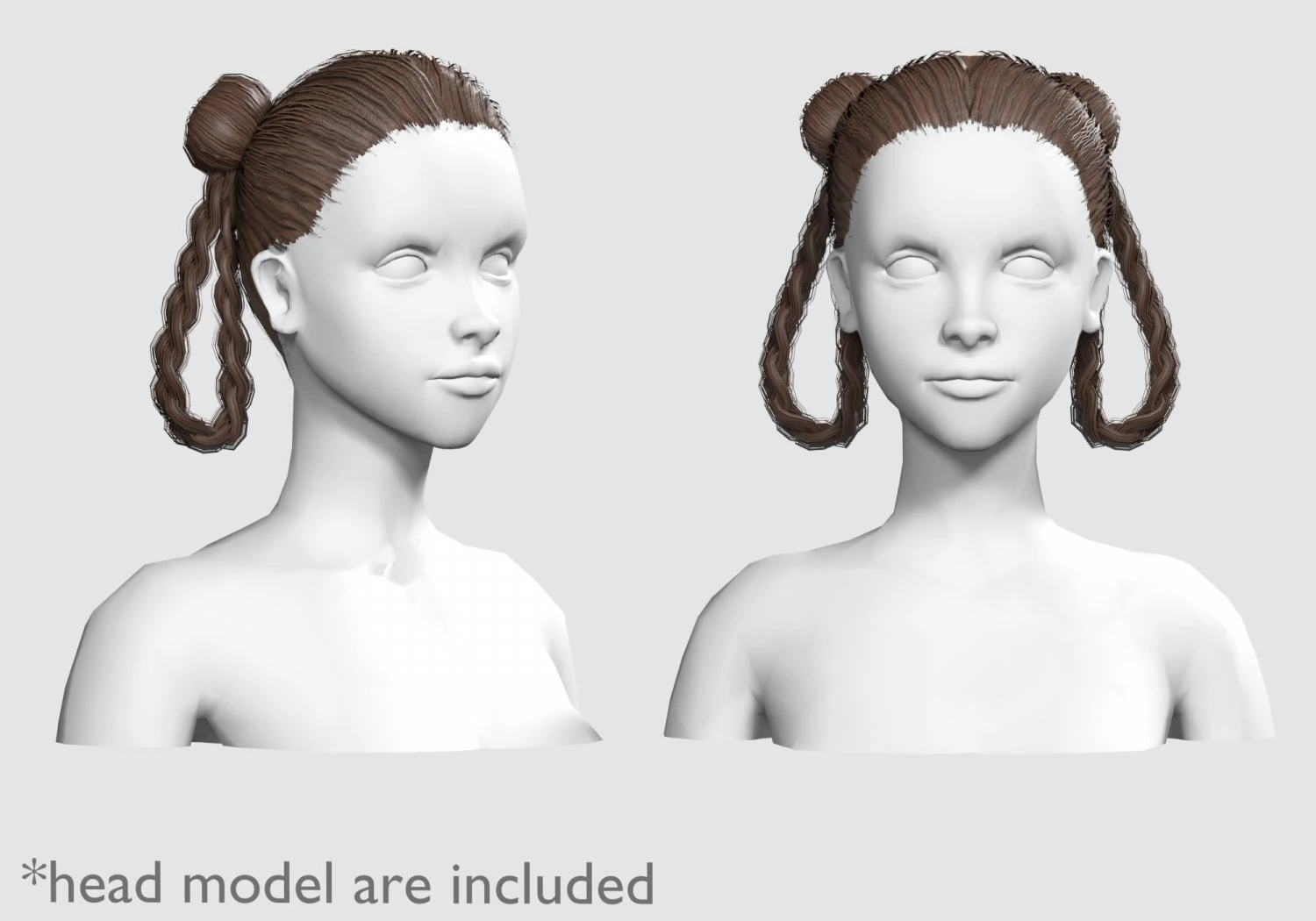 Bun Braids Hairstyle V10015 3D Model .c4d .max .obj .3ds .fbx .stl .blend 