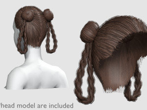 Bun Braids Hairstyle V10015 3D Model