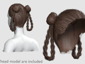 Bun Braids Hairstyle V10015 3D Model
