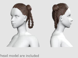 Bun Braids Hairstyle V10015 3D Model