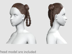 Bun Braids Hairstyle V10015 3D Model