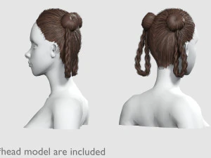 Bun Braids Hairstyle V10015 3D Model