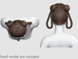 Bun Braids Hairstyle V10015 3D Model