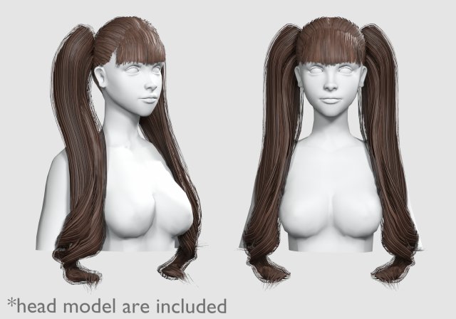 Cute Bangs Hairstyle V11174 3D Model .c4d .max .obj .3ds .fbx .stl .blend 