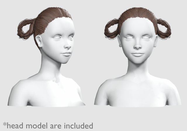 Cute Braids Hairstyle V8748 Modello 3D .c4d .max .obj .3ds .fbx .stl .blend