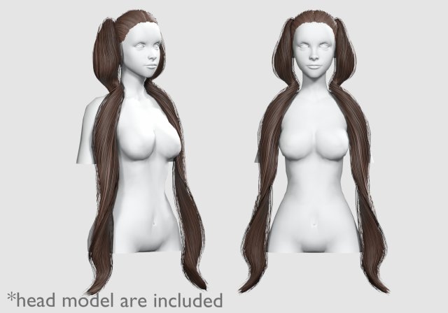 Cute Long Hairstyle V8113 Modèle 3D .c4d .max .obj .3ds .fbx .stl .blend 