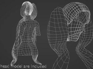 Cute Long Hairstyle V8113 3D Model