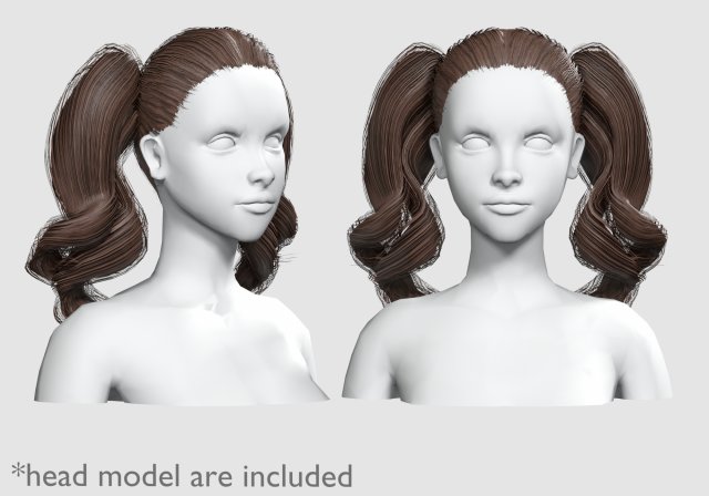 Cute Ponytails Hairstyle V11985 Modello 3D .c4d .max .obj .3ds .fbx .stl .blend 