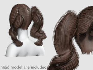 Cute Ponytails Hairstyle V11985 Modello 3D