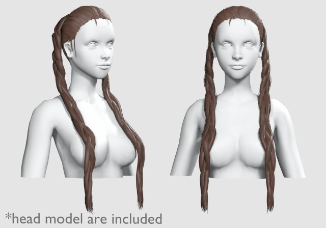Long Braids Hairstyle V9353 3D मॉडल .c4d .max .obj .3ds .fbx .stl .blend 
