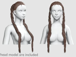 Penteado com tranças longas V9353 Modelo 3D