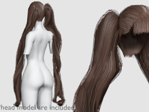 Long Pigtails Hairstyle V17605 Model 3D